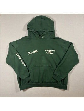 Lonely Ghost "Text Me" Graphic Hoodie Green Size L